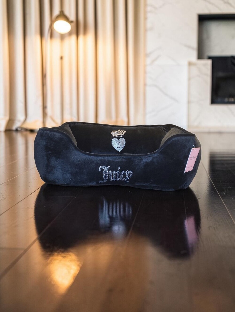 Juicy Couture Black Plush Velvet Pet Lounger